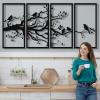 ICEWQOQU Metal Wall Art - 4 Panel Tree of Life & Bird Sign - Living Room Wall Decor (40" W x 20" H / 100x50 cm, White) view 2
