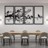 ICEWQOQU Metal Wall Art - 4 Panel Tree of Life & Bird Sign - Living Room Wall Decor (40" W x 20" H / 100x50 cm, White) view 3