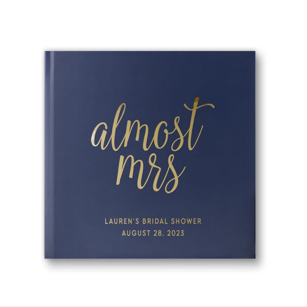 Bridal Shower Guest Book for Future Bride Gift Ideas, Custom Bridal Photo Booth Album Letters to Bride - Navy Gold (12x12)