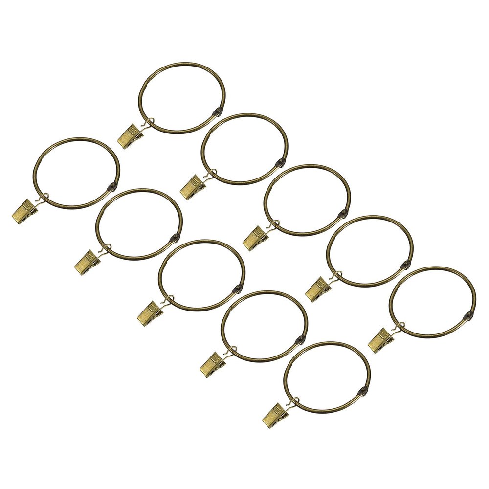 uxcell Curtain Rings with Clips, 20pcs - Carbon Steel Drapery Curtain Clip Rings, 2.5 Inch Curtain Clip Rings Hooks for Curtain Rod (Bronze)