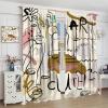 Abstract Graffiti Face Curtains, Minimalist Aesthetic Bohemian Woman Font Decoration, Suitable for Bedroom Living Room Blackout Curtains,42X63 Inch view 4