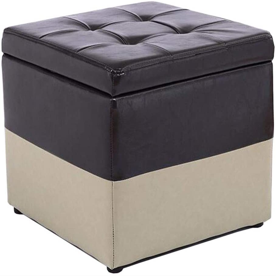 REMYS Footstool Shoe Changing Stool Sofa Stool Ottoman Storage Cube Toy Box Single Sofa Stool PU Seat Wood Frame Shoe Bench Living Room Bedroom Office (Color : Black, Size : 30x30x35cm)