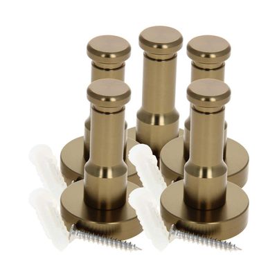 ETomey Wall Hooks,Coat Hook, 5 Pieces Red Single Hook Hat Coat Robe Door Wall Hook Hanger Space Aluminum Height 54mm Diameter 32mm (Color : Gold, Size : 5PCS)
