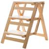 CIRCIR Folding Step Stools for Adults Folding Wooden Ladder Stool Stairs Multifunction 3 Steps Stool,Home Library Practical Small Ladder,4 Colors (Color : Wood Color) view 1