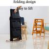 CIRCIR Folding Step Stools for Adults Folding Wooden Ladder Stool Stairs Multifunction 3 Steps Stool,Home Library Practical Small Ladder,4 Colors (Color : Wood Color) view 3