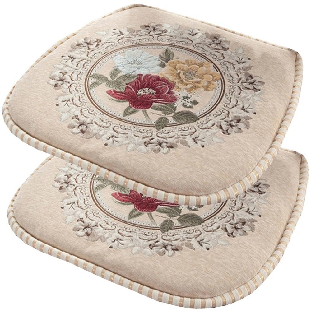 MOODMUSE Dining Chair Cushion,2/4/6 Pack European Style Chair Pad with Ties Non Slip Kitchen Chair Cushion and Seat Cushion with Machine Washable Cover (Color : Color 2, Size : 2 Pack)