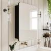 AGDULL Vintage-Style Bathroom Wood Black Cabinet with 16.5''x24'' Curved Mirror, Recessed Medicine Cabinet, in-Wall or Surface Mount Bathroom Storage Cabinet view 1