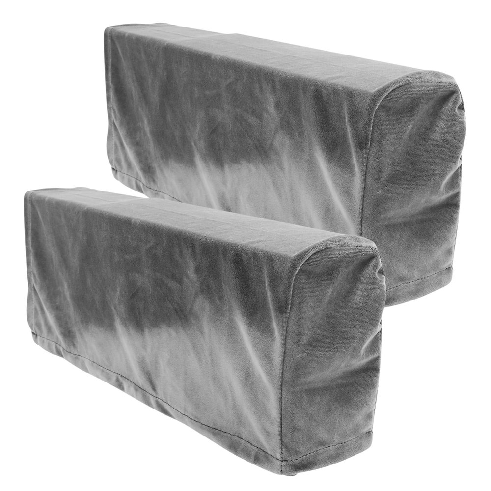2pcs Stretch Sofa Armrest Covers in Imitation Velvet, Solid