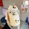 STANND Water Cup Girl high Value Summer Straw Cup Student Double Drinking Kettle Portable high Temperature Resistant Cup White + Large Strap + 3D Sticker (Random Style) view 1