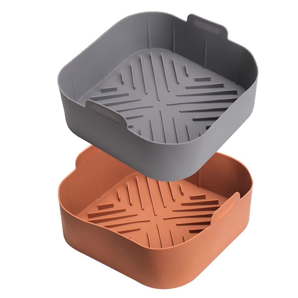Air Fryer Basket Liners Square Reusable Air Fryer Silicone Pots for Food Safe Air Fryers Liners Oven Accessories
