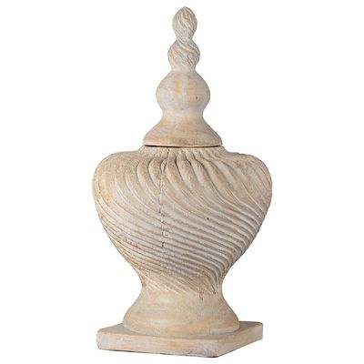 T2 Concept D11.5"x21" Classic Antique Vintage Aged Lidded Swirl Vase Accent Decoration for Home Entryway Mantel Office