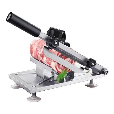 Manual Meat Slicer, Frozen Meat Slicer Machine Stainless Steel, Food Slicer Machine Adjustable Thickness, Meat Cutter M-Shaped Support Frame, for Home Cooking of Hot Pot