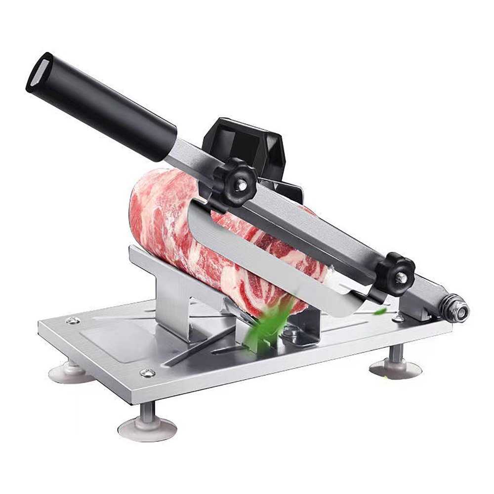 Manual Meat Slicer, Frozen Meat Slicer Machine Stainless Steel, Food Slicer Machine Adjustable Thickness, Meat Cutter M-Shaped Support Frame, for Home Cooking of Hot Pot