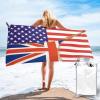 American Flag and British Flag Beach Towel Oversized, Microfiber Beach Towel with Pocket Sand Free Beach Blanket Super Lightweight Thin Towels 31.5"x63" view 1