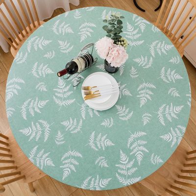 Pioggia Round Vinyl Fitted Tablecloth with Flannel Backing Elastic Table Cloth Waterproof Oil-Proof Plastic Table Cover Best for 37"-44" Round