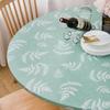Pioggia Round Vinyl Fitted Tablecloth with Flannel Backing Elastic Table Cloth Waterproof Oil-Proof Plastic Table Cover Best for 37"-44" Round view 4