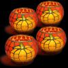 4 PCS Pumpkin Candle Holders, Fall Table Centerpiece Decorations, 100% Mosaic Glass Votive Tealight Candle Holders for Thanksgiving Halloween Indoor Outdoor Decor view 1
