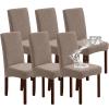 Genina Waterproof Chair Covers for Dining Room, Stretch Jacquard Dining Chair Slipcovers Removable Washable Chair Protector for Kitchen, Hotel, Restaurant (Leaves-Taupe, 6 PCS) view 1