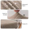 Genina Waterproof Chair Covers for Dining Room, Stretch Jacquard Dining Chair Slipcovers Removable Washable Chair Protector for Kitchen, Hotel, Restaurant (Leaves-Taupe, 6 PCS) view 3