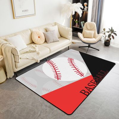 Baseball Area Rug 3x5 Kids Sports Game Decorative Carpet Set for Boys Girls Teens Living Room Rugs Gaming Indoor Floor Mat Room Decor Ball Accent Rug