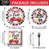50 Guests Two Fast Birthday Plates and Napkins Party Supplies Racing Car Party Decorations Disposable Tableware Set Race Car Dinnerware Favors,200PCS view 2