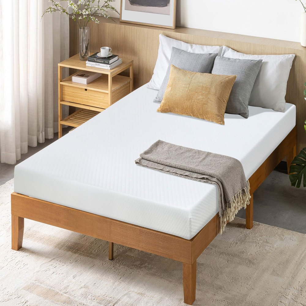 5/6/8/10/12 inch Full Size Mattress with Cover, Green Tea Cooling Gel Memory Foam Mattress for a Cool Sleep & Pressure Relief, Medium Firm Base Foam Mattresses, Bed in a Box, CertiPUR-US Certified