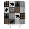 YSSFAV Rustic Cabin Shower Curtain Bear Deer Moose Camping Lodge Hunting Country Plaid Check Bathroom Decor Curtains Set with Hooks, 70" W x 70" H view 2