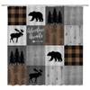 YSSFAV Rustic Cabin Shower Curtain Bear Deer Moose Camping Lodge Hunting Country Plaid Check Bathroom Decor Curtains Set with Hooks, 70" W x 70" H view 3