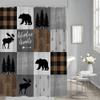 YSSFAV Rustic Cabin Shower Curtain Bear Deer Moose Camping Lodge Hunting Country Plaid Check Bathroom Decor Curtains Set with Hooks, 70" W x 70" H view 4