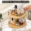Yopay Lazy Susan Organizer 2 Tier, Bamboo Rotating Spice Rack for Kitchen Countertop Cabinet, Spinning Makeup Turntable Organizer with Steel Side for Vanity, Dining Table, Pantry, Condiments, 11 Inch view 4