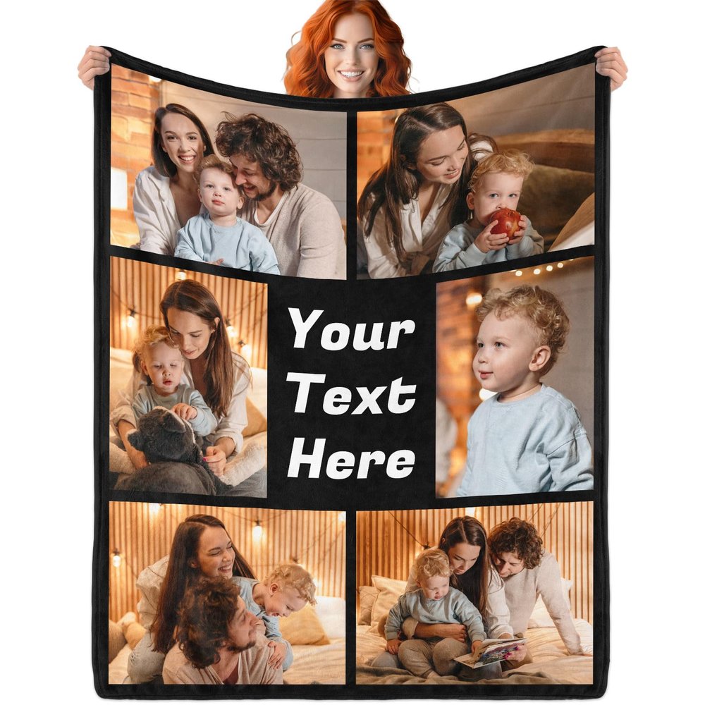 WNNNS Custom Blanket with Photos Texts Personalized Blanket Customized HD-Printing Flannel Blankets for Men Women Couple Adult Kids Girlfriend Boyfriend.