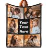 WNNNS Custom Blanket with Photos Texts Personalized Blanket Customized HD-Printing Flannel Blankets for Men Women Couple Adult Kids Girlfriend Boyfriend. view 1