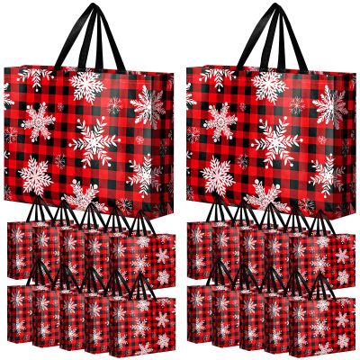 Abbylike 36 Pcs Reusable Christmas Large Gift Bags,Red,36 Pcs