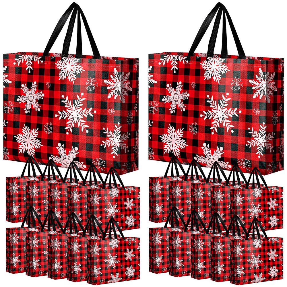 Abbylike 36 Pcs Reusable Christmas Large Gift Bags,Red,36 Pcs