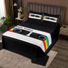 Erosebridal Classical Music Theme Bedspread King Size Rainbow Plastic Tapes Quilt Set, Old Fashion Mix Tape Coverlet Set Black Retro Audio Cassette Bedding Set, Music Record Player Bed Cover view 1