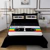Erosebridal Classical Music Theme Bedspread King Size Rainbow Plastic Tapes Quilt Set, Old Fashion Mix Tape Coverlet Set Black Retro Audio Cassette Bedding Set, Music Record Player Bed Cover view 2