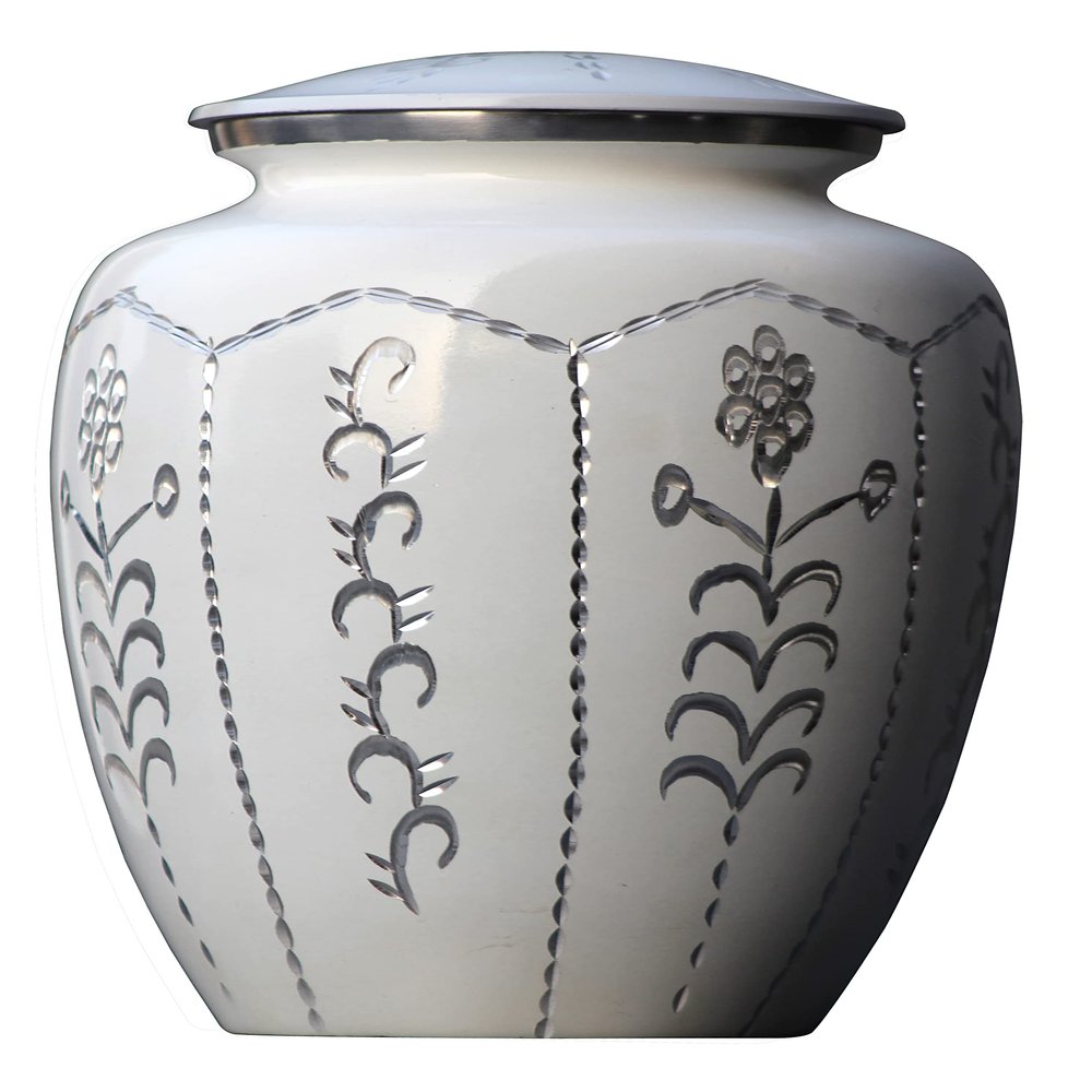 Adult Cremation Urns for Male/Female Funeral Urn for Human Ashes Decorative Urns for Ashes, Large Keepsake Box (White - H)