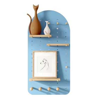 zktoermn Wood Pegboard Combination, for Wall Pegboard Wall Organizer Storage Rack On The Entrance for Entrance, Living Room, Bedroom, Balcony (Color : Blue, Size : 40x80cm)
