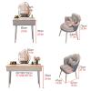 YUGXTH Vanity Desk with Illuminated Mirror, 3 Color Lighting Modes, Dressing Table with 1-2 Drawers, Makeup Vanity with Soft Padded Stool(GrayA,60cm/23.6in) view 2