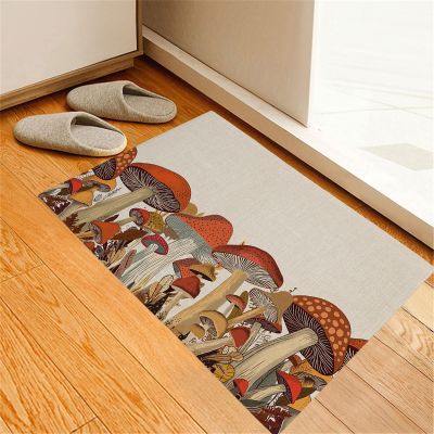 Forest Mushroom Bathroom Runner Rug Bathmat Soft Bath Shower Bathtub Kitchen Door Mat,Washable Floor Doormat Area Carpet for Bedroom Hallway,Cartoon Magic Wonder-Land Vintage Fairy Leaves 16"x24"