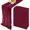 12 Pack 13Ft Cheesecloth Table Runner 35x157 Inch Boho Gauze Rustic Long Table Runner for Wedding Bridal Shower Birthday Party Table Decor (Burgundy) view 1