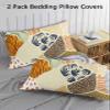 Abstract Boho Standard Size Pillowcases,2 Packs Bed Throw Pillow Covers Sham Sofa Couch Long Body Lumbar Bolster Cushion Case Envelope Closure,Vintage Leopard Tiger Plants Geometric Leaves 20"x26" view 3