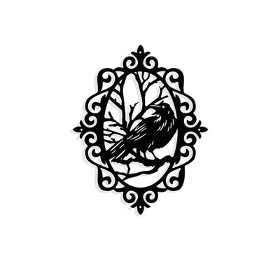 NBEADS Raven-Gothic Metal Wall Art Decor, Vintage Matte Black Wall Hanging Decor Silhouette Wall Art for Home Bedroom Living Room Garden Hotel Office Wall Decoration, 9.67.7 Inch(24.5x19.5cm)