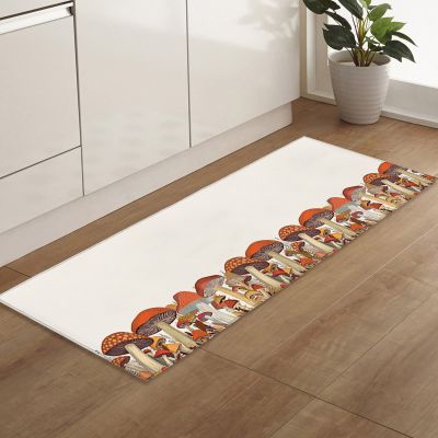 Wild Mushroom Bathroom Runner Rug Bathmat Soft Bath Shower Bathtub Kitchen Door Mat,Washable Floor Doormat Area Carpet for Bedroom Hallway,Forest Cartoon Rustic Fall Leaves Wonder-Land 16"x48"