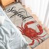 Welcome Doormat,Retro Red Crab Wood Grain Absorbent Non Slip Bath Rug,Coastal Ocean Marine Life Washable Carpet for Kitchen Bathroom Front Door Entryway Decor 20x47In view 2