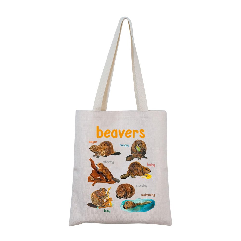 MNIGIU Beaver Tote Bag - Animal Lover Gift (Beaver Tote)