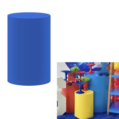 afoloa Blue Solid Color Cylinder Stand Fabric Covers for Parties Pedestal Cover Birthday Party Baby Shower Cake Tablecloth Decor Props D11''H20''