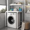 SieHam Bathroom Storage Shelves,Washer Storage Frames Floor Standing for Over Toilet,2-Tier Washinghine Rack,Anti-Collision Washinghine Rack,Balcony Front-Load Washinghine Rack,Bathroom/White/B view 1