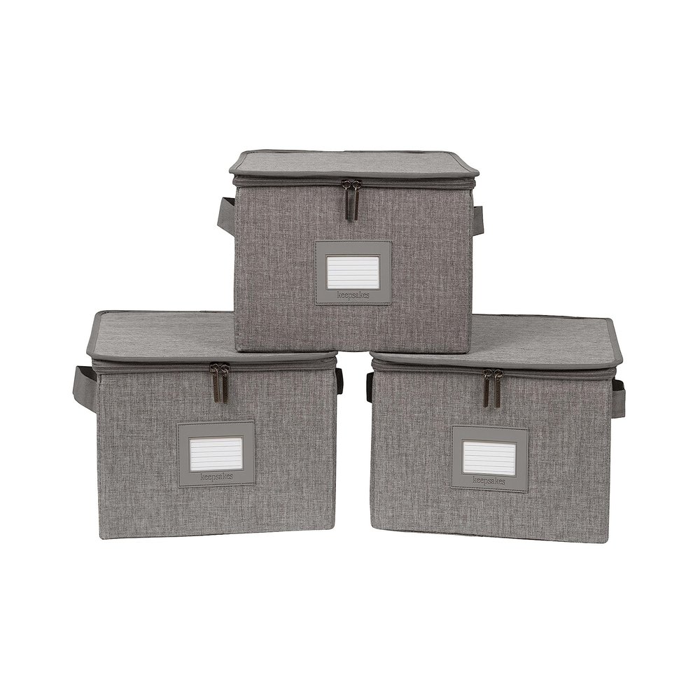 Covermates Keepsakes - Zip-Top Storage Box - Heavy Duty Polyester- Reinforced Handles - Stackable Design - Indoor Storage, Grey Heather