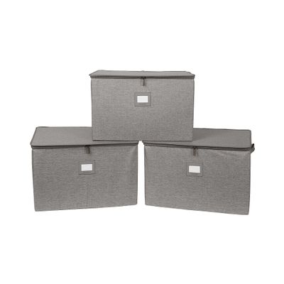 Covermates Keepsakes - Zip-Top Storage Box - Heavy Duty Polyester- Reinforced Handles - Stackable Design - Indoor Storage, Grey Heather